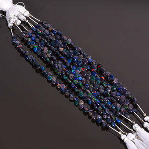 Cuentas de ópalo, cuentas lisas de corazón de ópalo etíope negro, cuentas de ópalo de fuego llamativas, cuentas de piedras preciosas de ópalo, cuentas de ópalo negro para joyería - Product Image 1