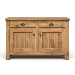 Buffet en bois massif rustique avec 4 portes de rangement et 2 tiroirs, crédence de style fermier pour salle à manger, vente en gros - Product Image 2