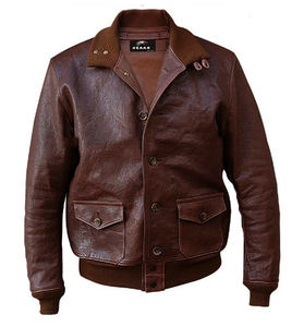 Veste en cuir véritable de A-1 de vol de bombardier des hommes veste en cuir véritable de mode vintage de pilote de l'armée de l'air en détresse OEM - Product Image 6