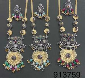 Conjunto de collar pesado de plata alemana, conjuntos de joyería para mujer con borlas, conjuntos de pendientes de collar étnico bohemio acrílico Vintage - Product Image 2