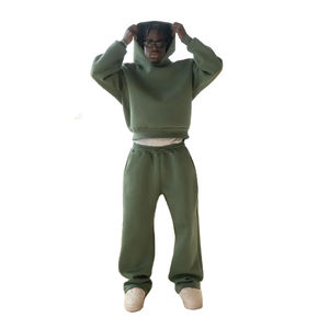 Conjunto de pantalones de chándal de algodón 100% de gran tamaño para hombre con logotipo personalizado unisex de alta calidad, chándales de invierno de calle lisos de peso pesado - Product Image 1