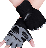Guantes de Cuero para Levantamiento de Pesas, Medios Dedos, para Gimnasio, Fitness, con Soporte para Muñeca, Crossfit, Unisex, 4 Estaciones, con Logotipo Personalizado