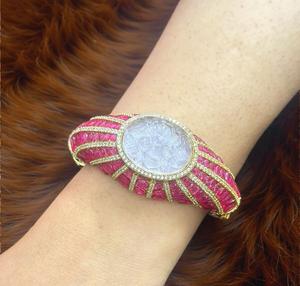 Attractive Antique Look Gold Plated <b>Moissanite</b> Kundan Openable <b>Bangles</b> Wear for Functions Two Pair Of <b>Bangle</b> Set for Women Girl - Product Image 4