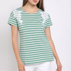T-shirt pour femmes de qualité supérieure en gros, couleur unie, respirant, léger, 100% coton - Product Image 4