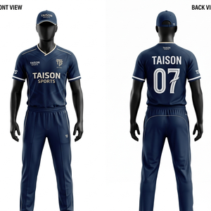 Mens <b>Cricket</b> Uniform 140g Interlock Polyester Short Sleeve Digital Print Blue <b>White</b> Custom Logo Embroidery Screen Print - Product Image 3