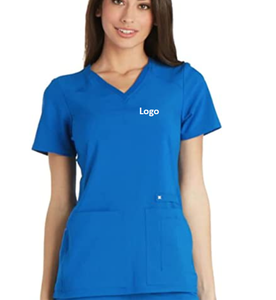 Conjuntos de uniformes Tidy Fit Scrubs con diseño recto de manga corta y aspecto de cuello alto transpirable - Product Image 4