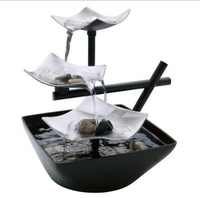 Fuente de agua de mesa para interiores y exteriores, fuente de relajación de muelles plateados, cascada iluminada/piedras naturales, sonidos relajantes
