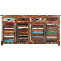 Buffet ancien de style industriel en bois massif récupéré avec 4 tiroirs et 4 portes, meubles pour le salon