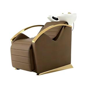 Fauteuil de lavage moderne noir pour salon de coiffure et spa, avec structure métallique durable, lavabo facile à nettoyer, revêtement en cuir PU, mobilier commercial pour coiffure - Product Image 2