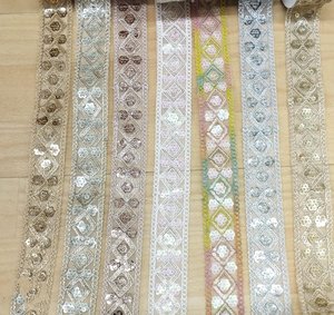 Dentelles au crochet personnalisées, écologiques, luxueuses, sexy, multicolores, ornées de perles, de sequins et de miroirs, assorties d'organza, pour vêtements et décoration intérieure - Product Image 6