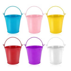 Jardinière de seau en métal enduit noir avec poignée pour balcon à la maison salon jardinières décoratives de jardin seaux multi-utilisables - Product Image 4