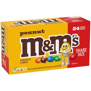 M&M'S Chocolate con Leche y Cacahuete, Caramelos Envueltos Individualmente, Tamaño Familiar, Paquete de Caramelos de Chocolate, 78.48 Oz, 24 Unidades - Product Image 3