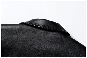 Chaqueta Impermeable de Hombre, Estilo Vintage, Cuello Alto, Corte Ajustado, con Logotipo Frontal, Fabricada en Cuero PU, para Invierno, Diseño OEM ODM - Product Image 3