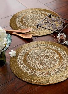 Latest Design Solid Color Glass <b>Beads</b> <b>Placemat</b> for Wedding Birthday Parties Decoration a Compliment to Your Dinner Table Decor - Product Image 4