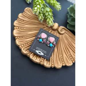 Boucles d'oreilles pendantes en argent sterling en forme de cœur, ornées de pierres multicolores et de turquoise, par des artisans maîtres - Product Image 4