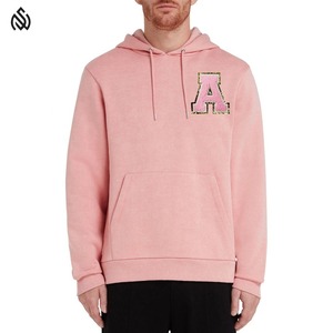 Sudadera con capucha bordada de chenilla de felpa francesa de gran tamaño personalizada para hombre, forro polar al por mayor con parches personalizados para invierno - Product Image 1