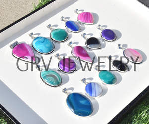 Pendentifs ethniques artisanaux en argent sterling 925 avec pierre précieuse en onyx dentelle naturelle pour les mariages, les fêtes et les anniversaires - Product Image 3