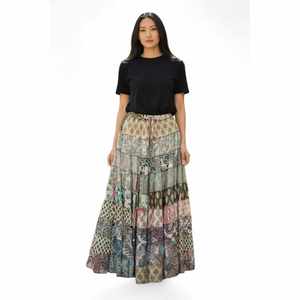 Jupe en mousseline de soie colorée à taille élastique, douce et respirante, coupe droite, style crayon, avec cordon de serrage, taille XS, élégante et décontractée - Product Image 1