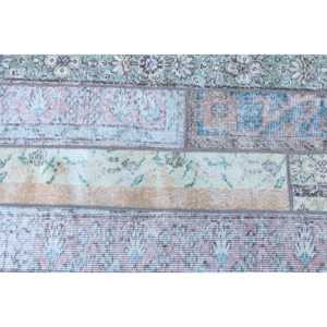 Alfombra Vintage, Alfombra Turca de 2.4x8.1 pies, Alfombra de Lana con Rayas Azules - Product Image 5