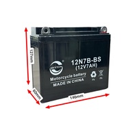 Batterie de moto AGM sans entretien 12N7B-BS 12V 7Ah à forte puissance de démarrage pour scooter et VTT