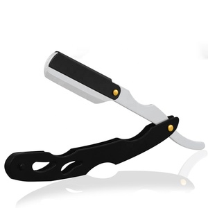 Rasoir de barbier professionnel en acier inoxydable de qualité supérieure avec manche en acier, couleurs personnalisées, logo personnalisé, OEM - Product Image 1