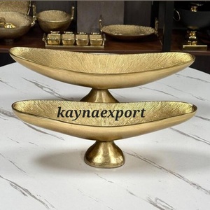 Bol en métal de forme ovale, doré, moderne, luxueux, plaqué or poli, écologique, support décoratif, utilisation en fête, hôtel, vente chaude - Product Image 1