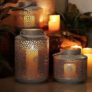 Diseño elegante, pintura personalizada, soporte de Metal dorado y vidrio, portavelas para regalo de Navidad, decoración del hogar - Product Image 2