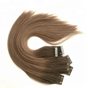 रूसी रेमी हेयर एक्सटेंशन प्राकृतिक तरंग और रेशमी सीधे बाल एक्सटेंशन में अदृश्य ओम्ब्रे टेप वर्जिन बालों में