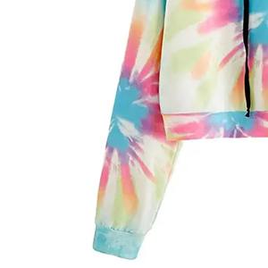 Sudadera con Capucha Rosa Fuerte para Mujer, Manga Larga, Felpa de Algodón, Hombros Caídos, Ribetes Acanalados de Alta Calidad, Sudadera Tie Dye para Mujer - Product Image 6