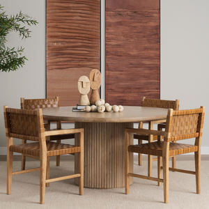 Mesa de Comedor de Cocina con Base de Pedestal Redonda de Madera de Mango Dura, Hecha a Mano, de Tamaño Compacto, con un Aspecto Orgánico y un Hermoso Patrón de Linterna - Product Image 6