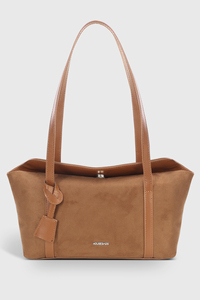 Bolso Tote de Gamuza Camel con Logotipo Personalizado, OEM ODM, Bolso de Hombro para Mujer - Product Image 3