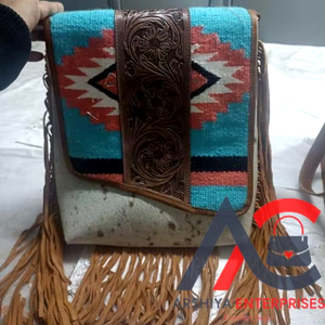 Hand Tooled Leather Handbag Real Cowhide Leather <b>Bag</b> Aztec Saddle Blanket Fringe <b>Bags</b> Sling Hot Selling <b>Bags</b> <b>for</b> <b>Women</b> - Product Image 1