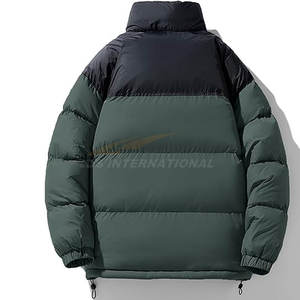 Chaqueta acolchada de bloque de color grueso para hombre, abrigo de esquí cálido para invierno con cuello levantado y cremallera frontal OEM personalizado a granel al por mayor - Product Image 2