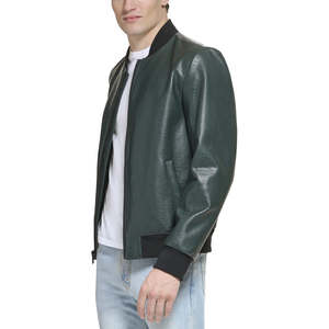 Veste en cuir de vachette personnalisée pour homme, couleur unie, style streetwear, avec col montant, neuve, en tissu, veste en ligne pour homme - Product Image 3