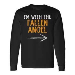 Camiseta de manga larga Fallen Angel, disfraz de Halloween, camisa a juego para parejas, impresión digital, estilo clásico - Product Image 1