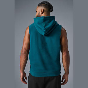Venta al por mayor de alta calidad de los hombres de entrenamiento con capucha sin mangas 100% algodón gimnasio culturismo músculo cortado sudaderas con capucha - Product Image 2