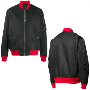 Jaket Bomber ritsleting pria, jaket Bomber musim dingin penuh warna murah