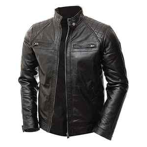 Veste d'hiver pour hommes en tissu de cuir de haute qualité vêtements de cuir de moto confortables vente en gros - Product Image 2