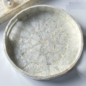 Eco <b>Round</b> <b>Serving</b> <b>Tray</b> from Vietnam Handwoven Rattan <b>Tray</b> for Snacks, Coffee Table Styling Luxury <b>Tray</b> Mother of Pearl - Product Image 4