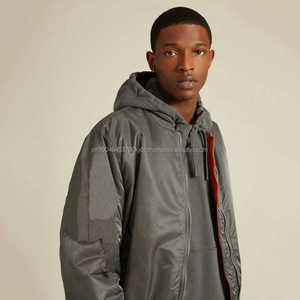 Blouson aviateur en satin personnalisable pour homme, streetwear décontracté avec fermeture à glissière pour l'hiver - Product Image 4