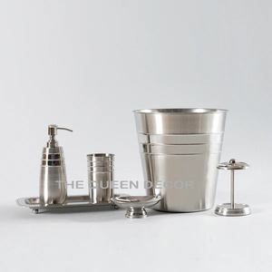 Nuevo diseño de metal de acero inoxidable, juegos de acabado pulido brillante de 6 piezas, juegos de baño de lujo de alta calidad - Product Image 1