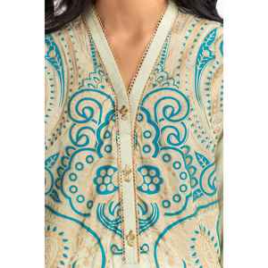 Kurti de Algodón Teñido de Verde para Mujer, Estampado con Serigrafía, Estilo Casual Transpirable para Verano - Product Image 4