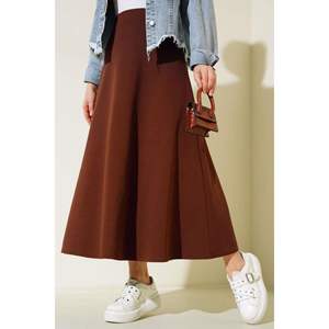 Straight <b>Flared</b> <b>Skirt</b> Brown - Product Image 3