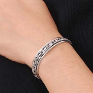 New Design Bamboo Illusions 925 <b>Sterling</b> <b>Silver</b> <b>Cuff</b> <b>Bracelet</b> Bohemian Fashion Jewelry Gift for Party Birthday Wholesale Bulk - Product Image 5