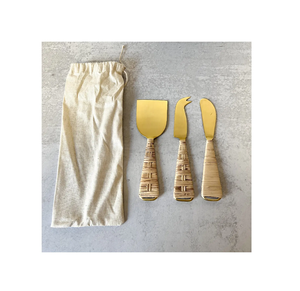 Juego de queso de acero inoxidable de diseño superior, mango de ratán para uso doméstico en la cocina, accesorios, juego de cuchillos para queso, superventas - Product Image 2