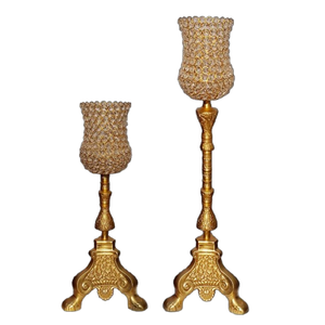 เชิงเทียนคริสตัลสีทองสำหรับตกแต่งโต๊ะเชิงเทียนสไตล์บาร็อคสีทองแฮนด์เมดสำหรับตกแต่งงานแต่งงาน - Product Image 1