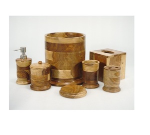 Wood Bathroom Accessories <b>Set</b>, Wooden <b>Soap</b> Dispenser, Toothbrush Holder, <b>Soap</b> Dish - Product Image 4