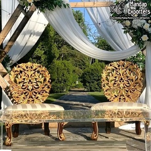 Sillas tradicionales indias para ceremonia de boda, sillas de novia y novio, sillas de boda de madera de teca de estilo real, las últimas sillas de boda de estilo hoja - Product Image 1