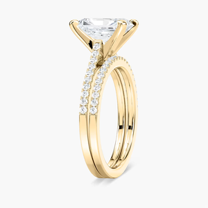 Ensemble de bague de mariage en diamant de laboratoire taille radiant de 2,50 CTW |   Bandes de pavés |   Ensemble de mariage en or massif 14 carats - Product Image 4