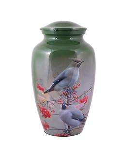 Urna de cremación de ruiseñor de aluminio para cenizas humanas para adultos-Urna funeraria conmemorativa hecha a mano para cenizas-Urna de columbario grande - Product Image 3